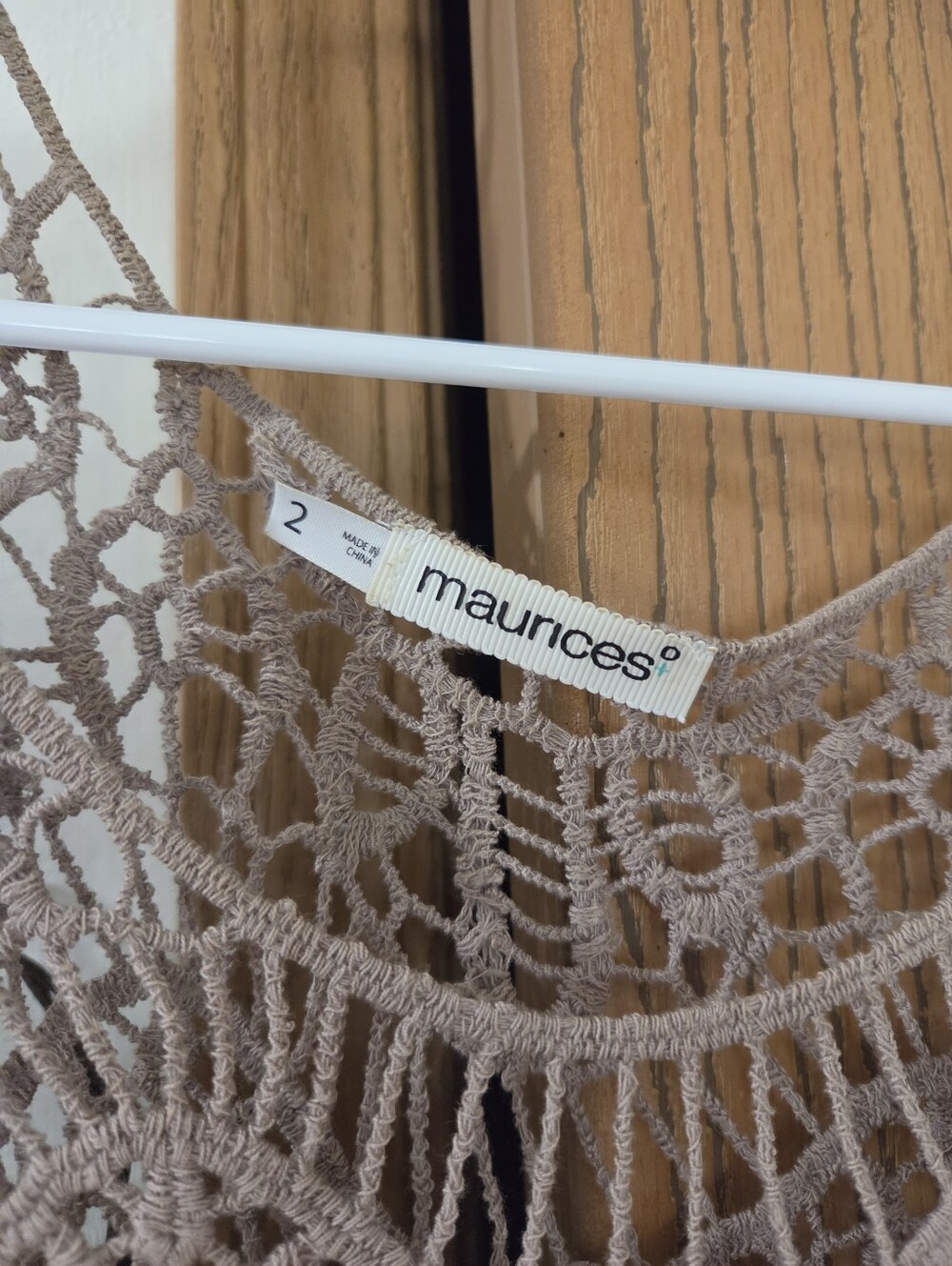 Maurices Crochet Lace Tank Top in Taupe Beige - Picture 3 of 3